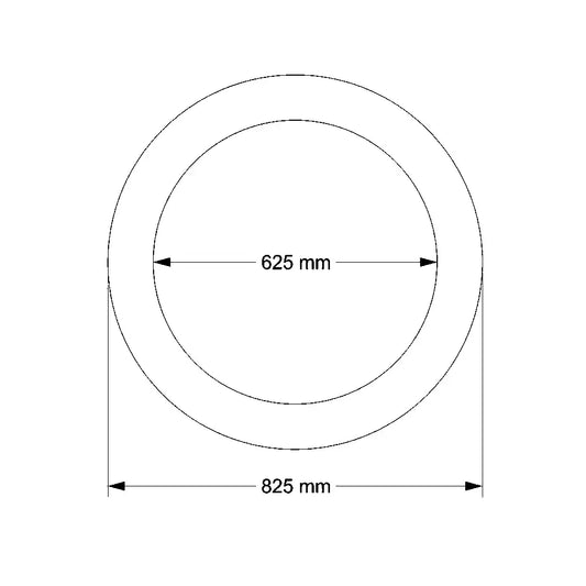 Ausgleichsring AR DIN 4034-2, DN 625 mm mit Durchmesser 625 mm und 825 mm außen.