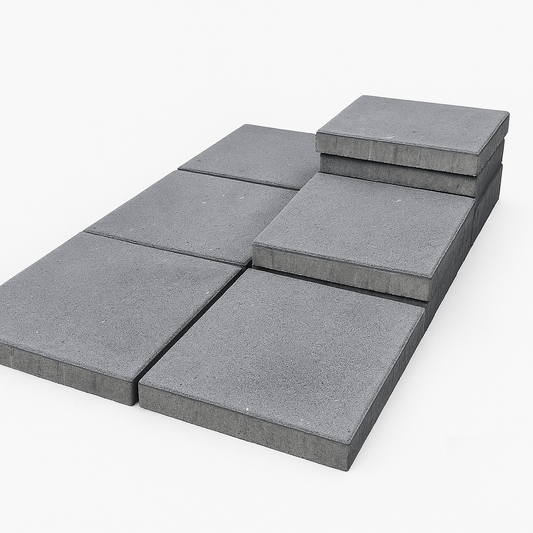 Terrassenplatte JUPITER in anthrazit, 40x40x5 cm und 60x40x5 cm, ideal für stilvolle Terrassengestaltungen.