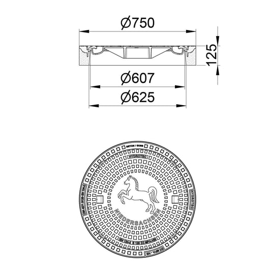 Schachtabdeckung mit Motiv "Wappen Niedersachsen" - Gartenbaustoff