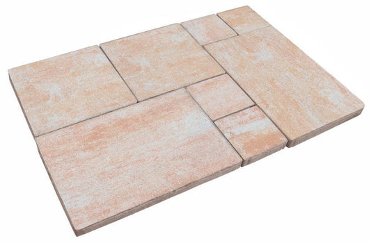 DIEPHAUS Terrassenplatte DIORA Sandstein Mehrformat in abwechslungsreicher Anordnung und harmonischen Farben.