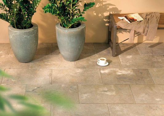 DIEPHAUS Terrassenplatte RUSTICA Muschelkalk - Gartenbaustoff