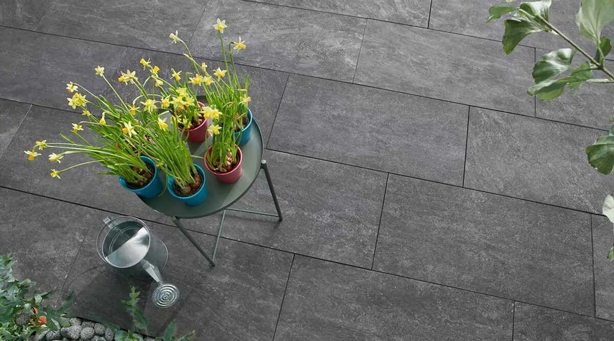 Terrassenplatte KOLL PUREA 90x45x4 cm Naturstein Anthrazit - Gartenbaustoff