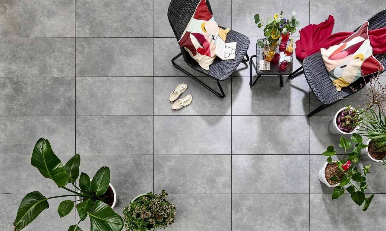 Terrassenplatte KOLL PUREA 90x45x4 cm Naturstein Stone Grey - Gartenbaustoff