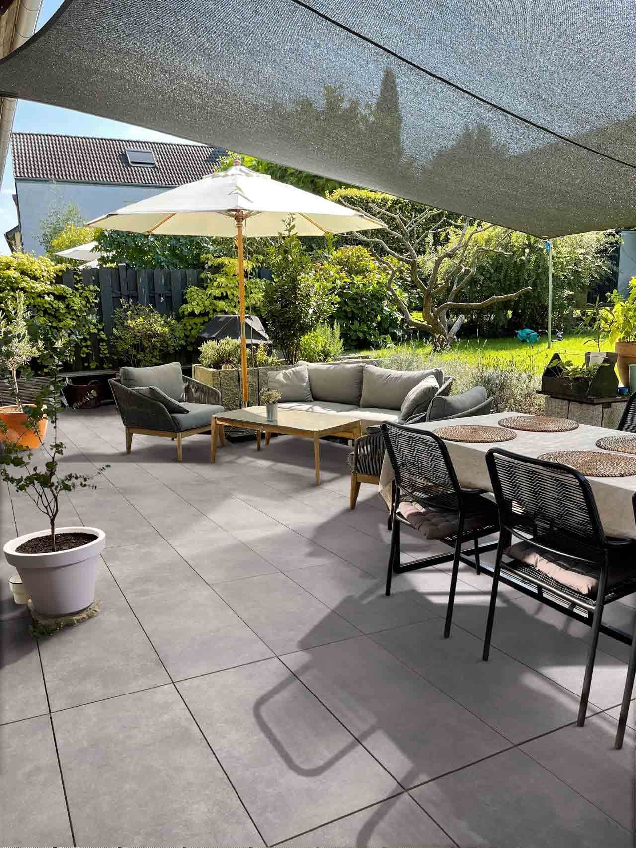 Terrassenplatte KOLL PUREA 90x45x4 cm Naturstein Stone Grey - Gartenbaustoff