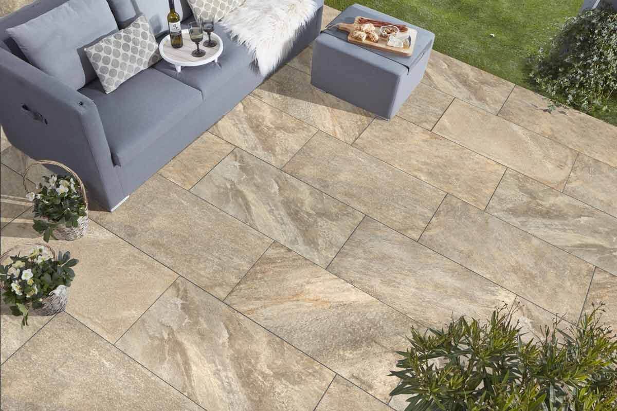 Terrassenplatte KOLL PUREA 90x45x4 cm Naturstein Quarzite Merano - Gartenbaustoff