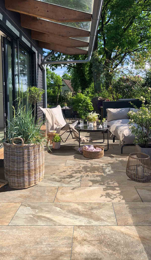 Terrassenplatte KOLL PUREA 90x45x4 cm Naturstein Quarzite Merano - Gartenbaustoff