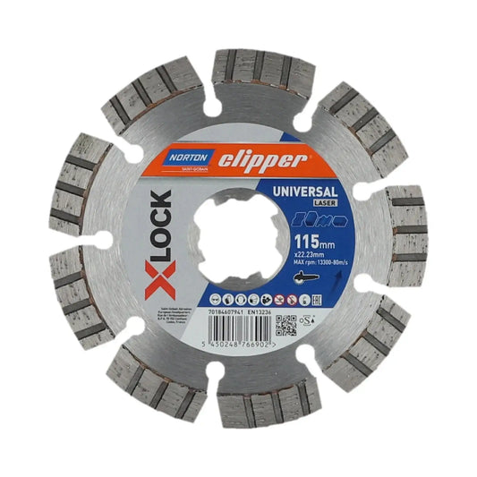 NORTON CLIPPER Diamanttrennscheibe X-LOCK Universal Laser Ø115 für präzise Schnitte in Baustoffen.