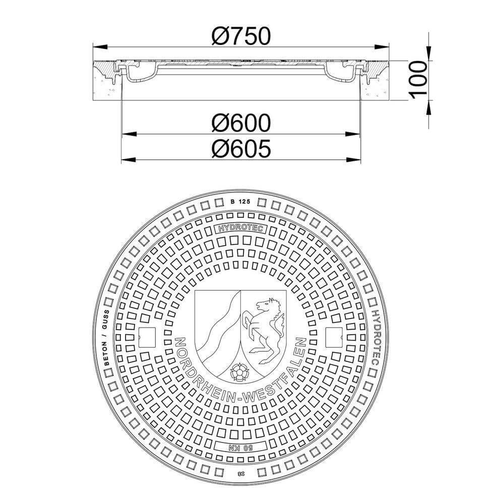 Schachtabdeckung mit Motiv "Wappen Nordrhein-Westfalen" - Gartenbaustoff
