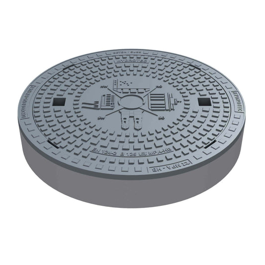 Schachtabdeckung mit Motiv "Windrose Deutschland" in runder Form und stylischem Design.