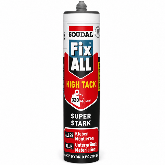 Soudal FIX ALL HIGH TACK Weiß 420 g / 290 ml – Montagekleber mit extrem hoher Anfangshaftung.