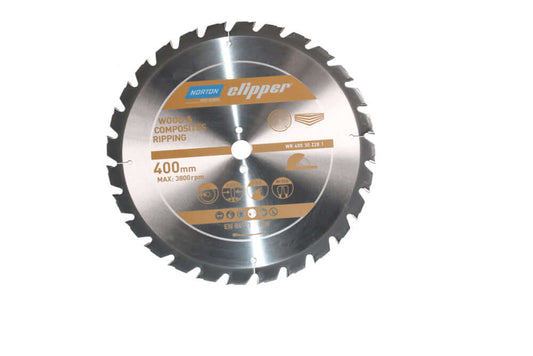 NORTON CLIPPER Sägeblatt 400 - PRO WOOD RIPPING TCT-Kreissägeblatt für Grobschnitte in Holz und Holzwerkstoffen