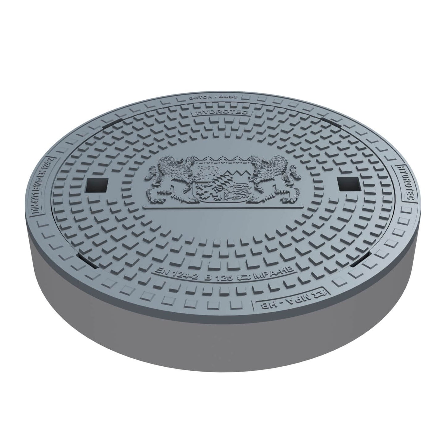 Kanaldeckel mit Motiv: Schachtabdeckung Bayern Löwe