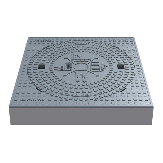 Schachtabdeckung quadratisch Deutschland Windrose Klasse B125, Gussabdeckung für Verkehrsflächen 750x750 mm