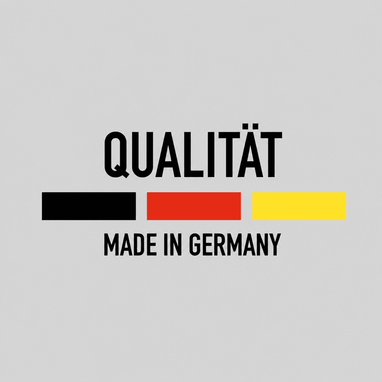 Qualität Made in Germany with black, red, and yellow colors representing the German flag.