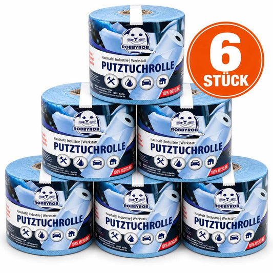 ROBBYROB Putztuchrolle 6 Stück - Saugfähige und reißfeste Putztuchrolle für Haushalt und Werkstatt