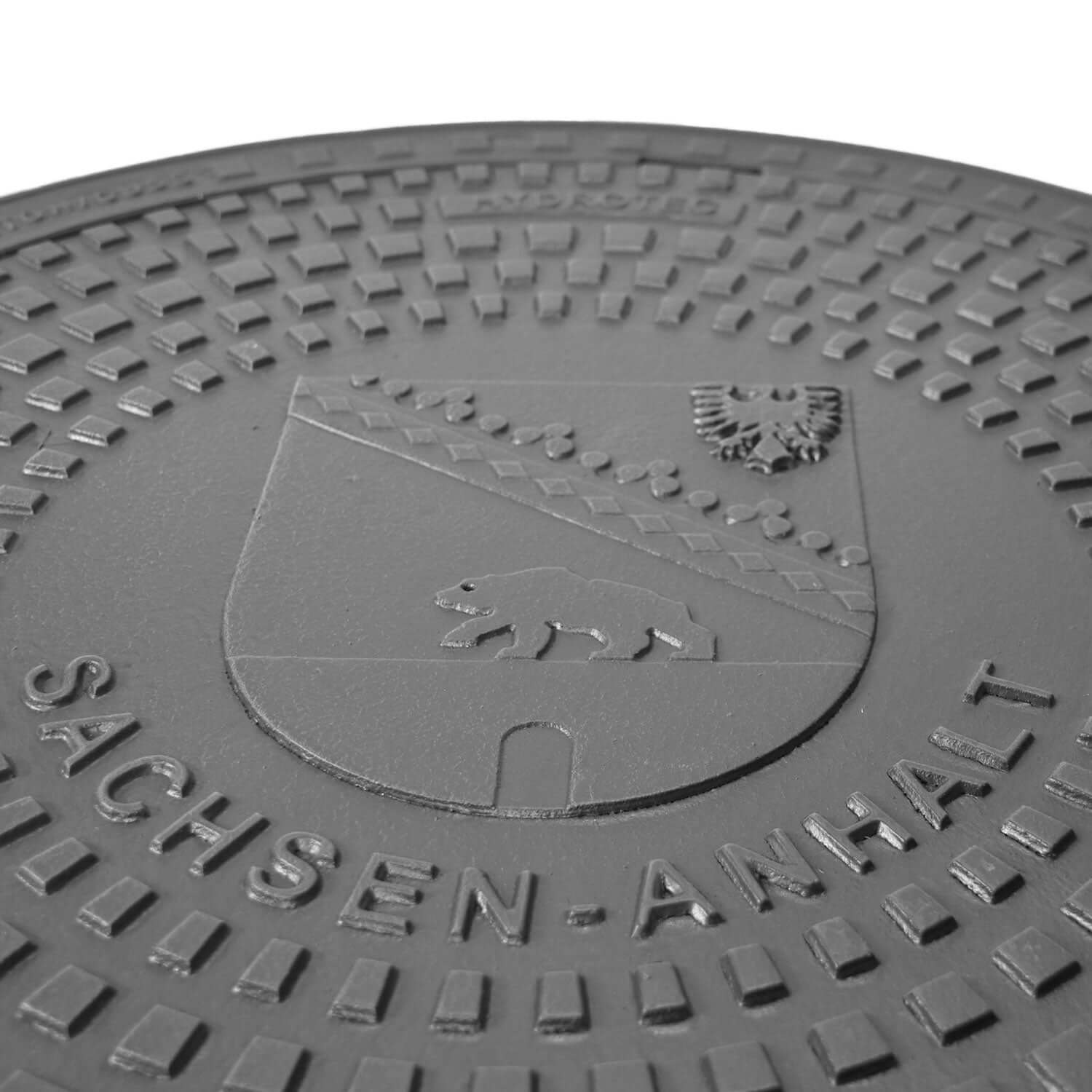 Schachtabdeckung quadratisch Sachsen-Anhalt Klasse B125 mit Wappenprägung