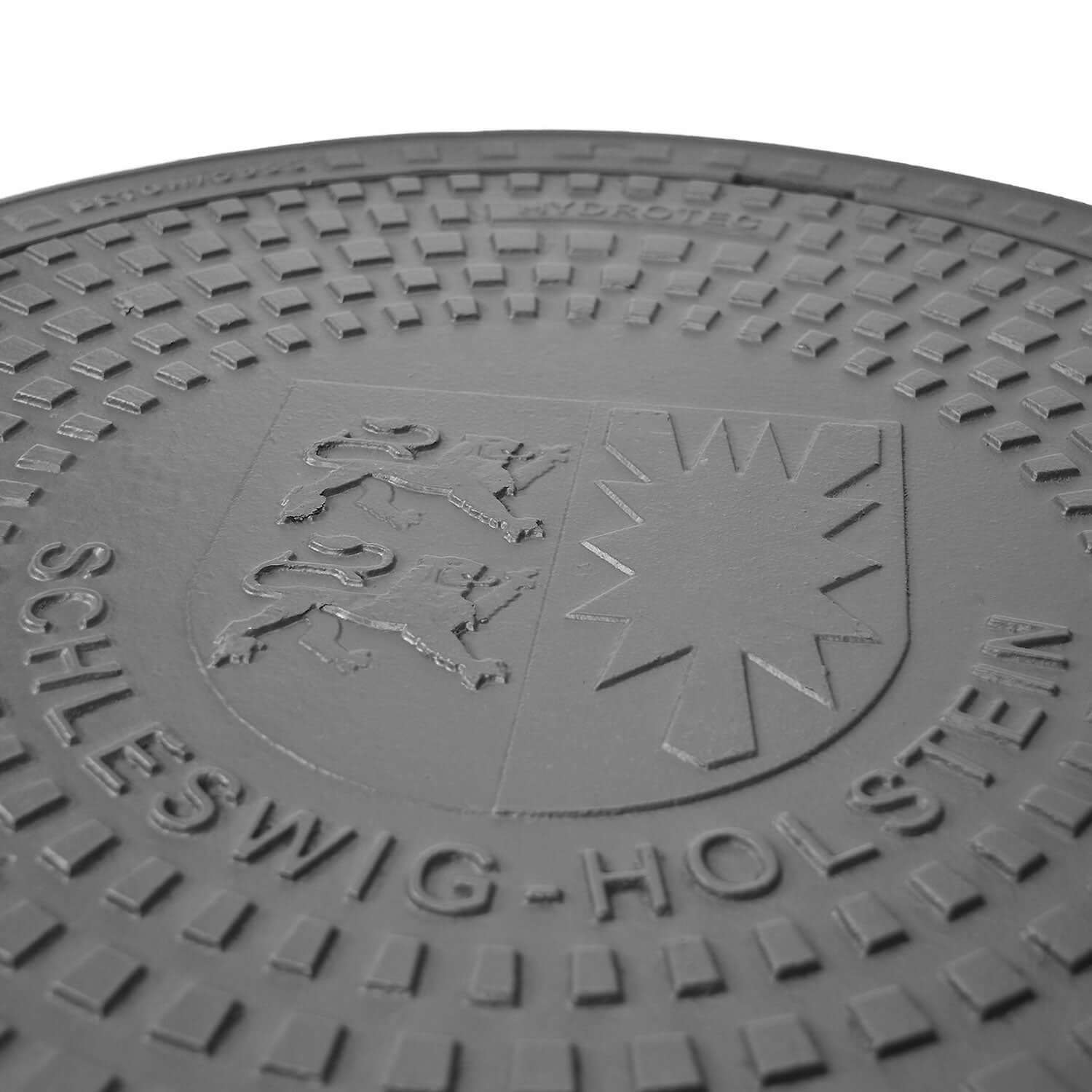 Schachtabdeckung quadratisch Schleswig-Holstein Klasse B125 mit Wappenprägung, 750 × 750 mm