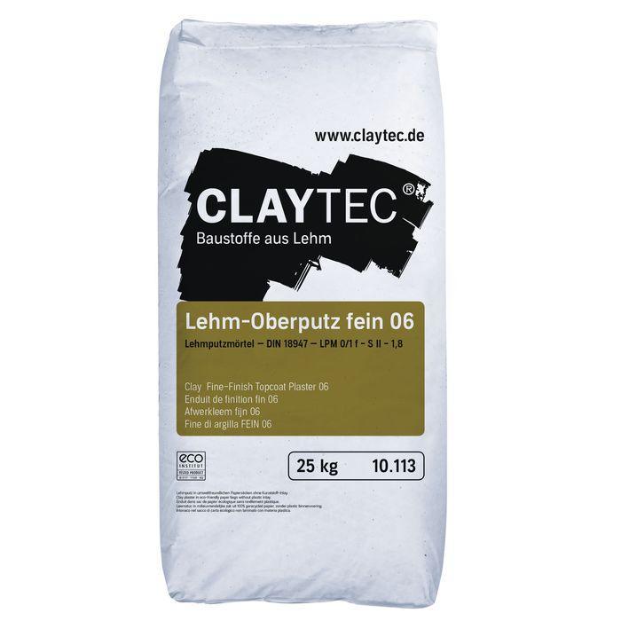 CLAYTEC Lehm - Oberputz fein 06 - 25 kg - Gartenbaustoff - Oberputz - 25 Kg Sack - 