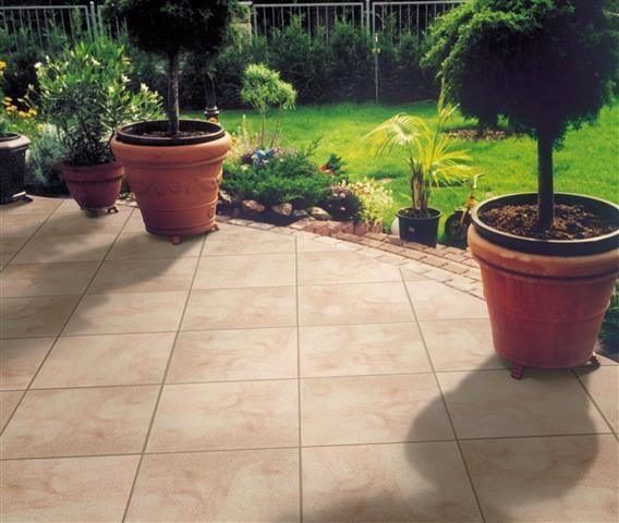 DIEPHAUS Terrassenplatte RUSTICA Ocker - Gelb - Rose - Gartenbaustoff - Terrassenplatte - 40x40x4 cm - 