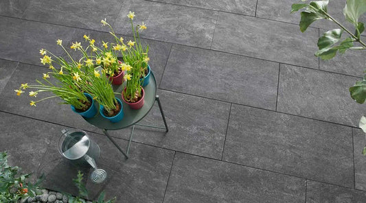 Terrassenplatte KOLL PUREA 90x45x4 cm Naturstein Anthrazit - Gartenbaustoff
