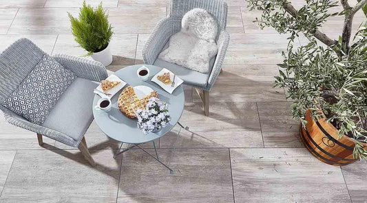 Terrassenplatte KOLL PUREA 90x45x4 cm Naturstein Holz Avana - Gartenbaustoff